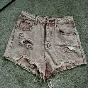 Signature8 Light Pink Distressed Jean Shorts